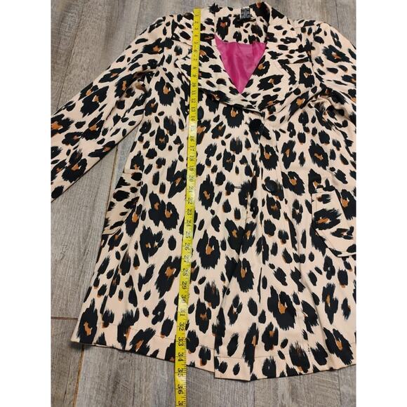 Robert Louis Womens Cotton Animal Print Tan Black Trench Coat Belted XL leopard - Picture 14 of 15